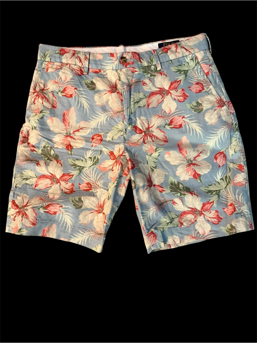 Polo by Ralph Lauren Light Blue Hawaiian Floral Bermuda Shorts beach feminine 31
